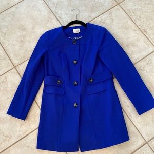 Ponte novelty button topper jacket, long sleeve